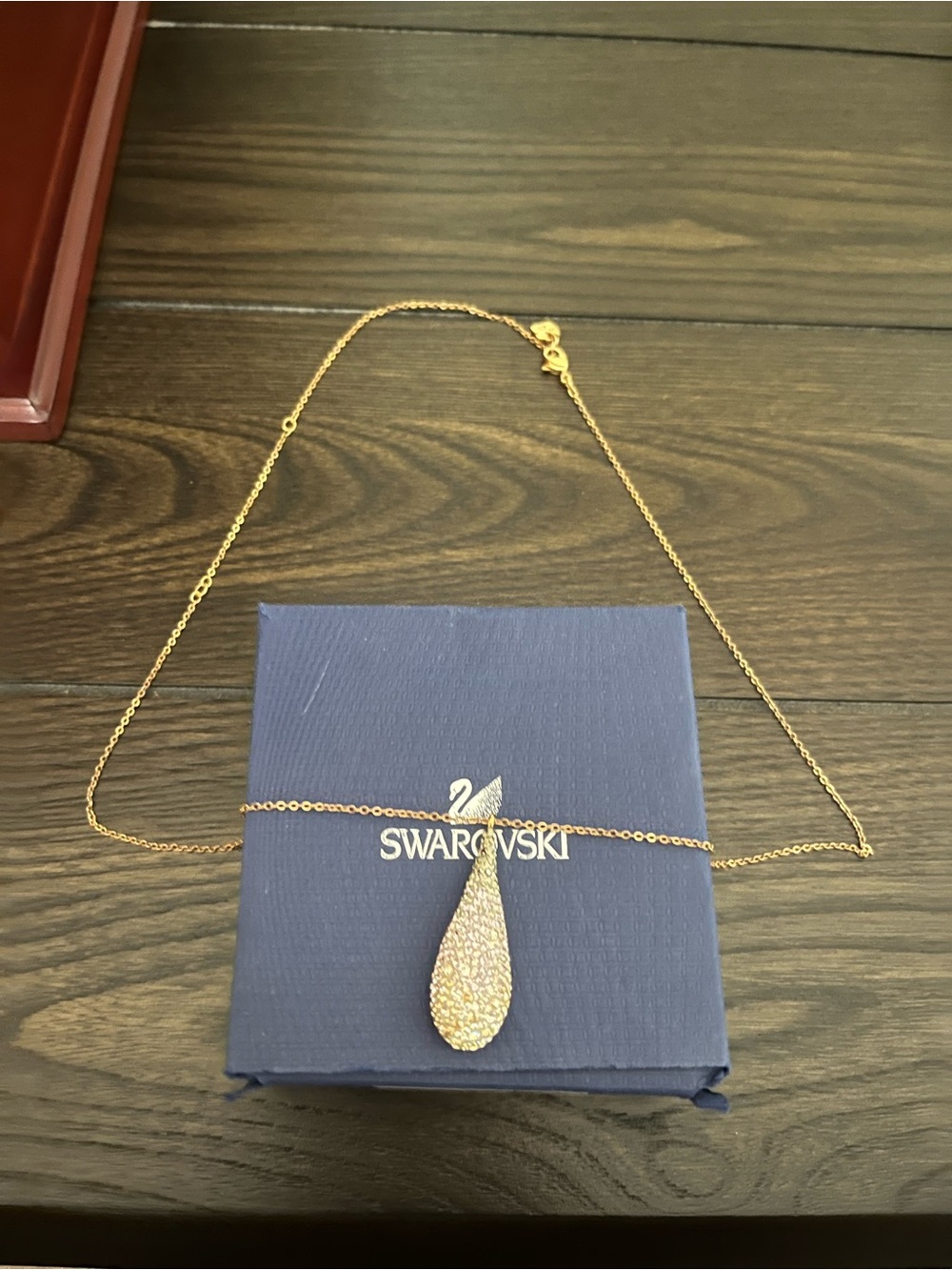 Swarovski  Abstract Rose Gold Crystal Teardrop Pendant Necklace